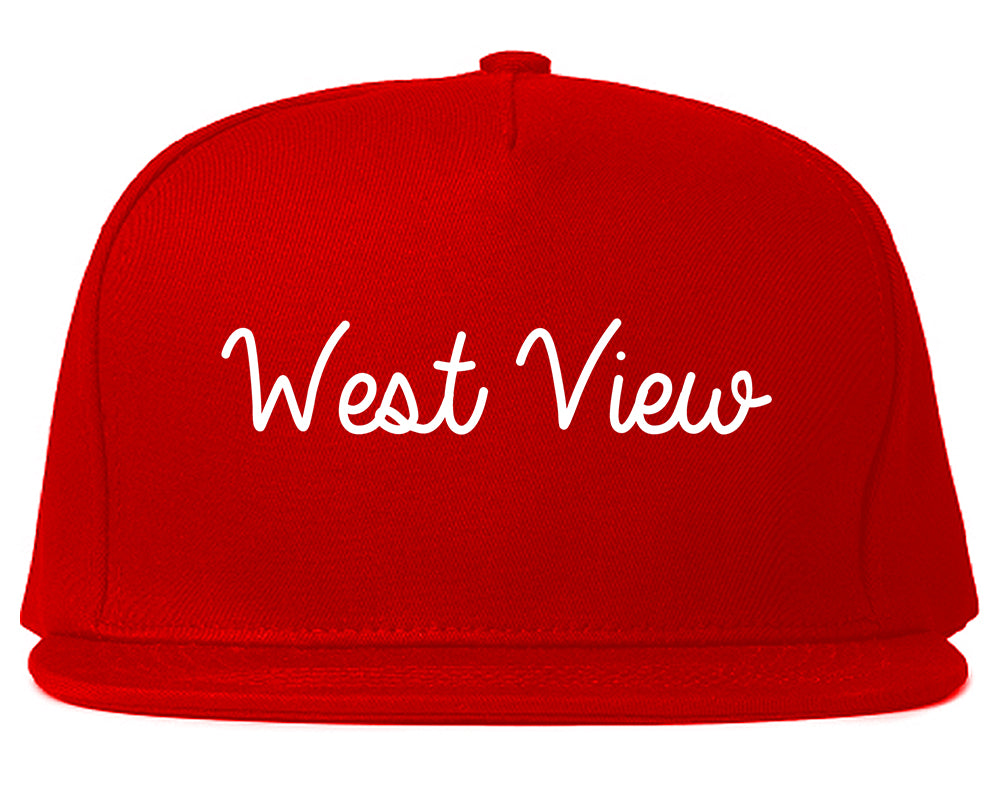 West View Pennsylvania PA Script Mens Snapback Hat Red