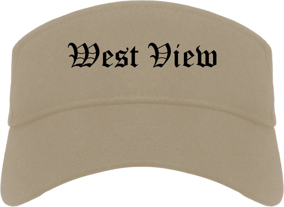West View Pennsylvania PA Old English Mens Visor Cap Hat Khaki