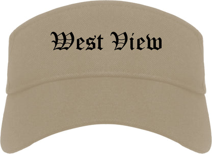 West View Pennsylvania PA Old English Mens Visor Cap Hat Khaki