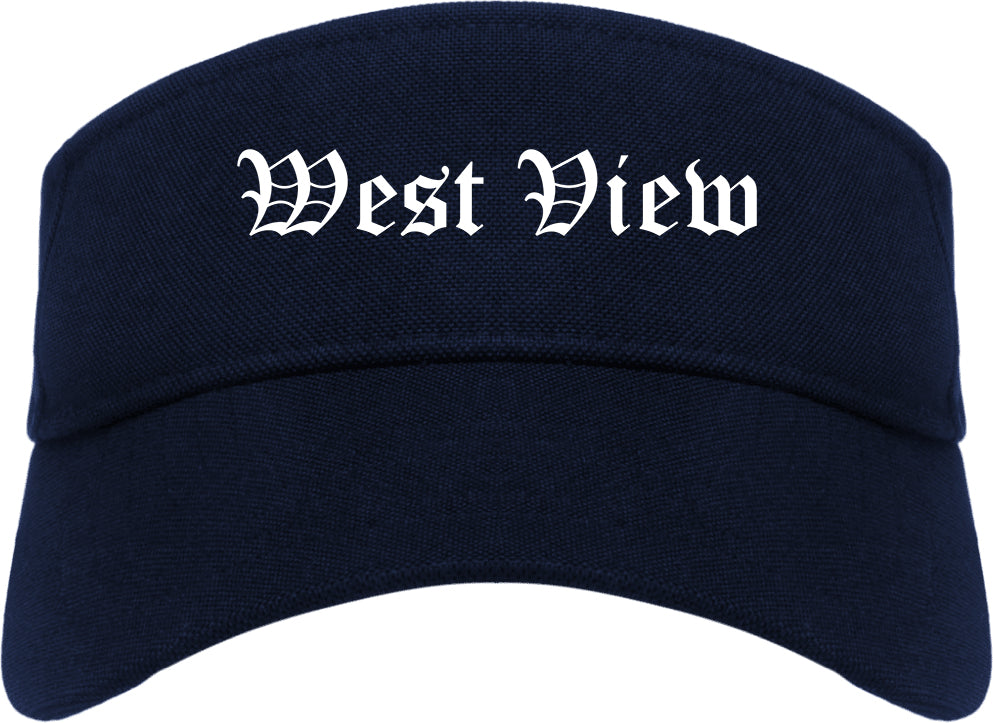 West View Pennsylvania PA Old English Mens Visor Cap Hat Navy Blue