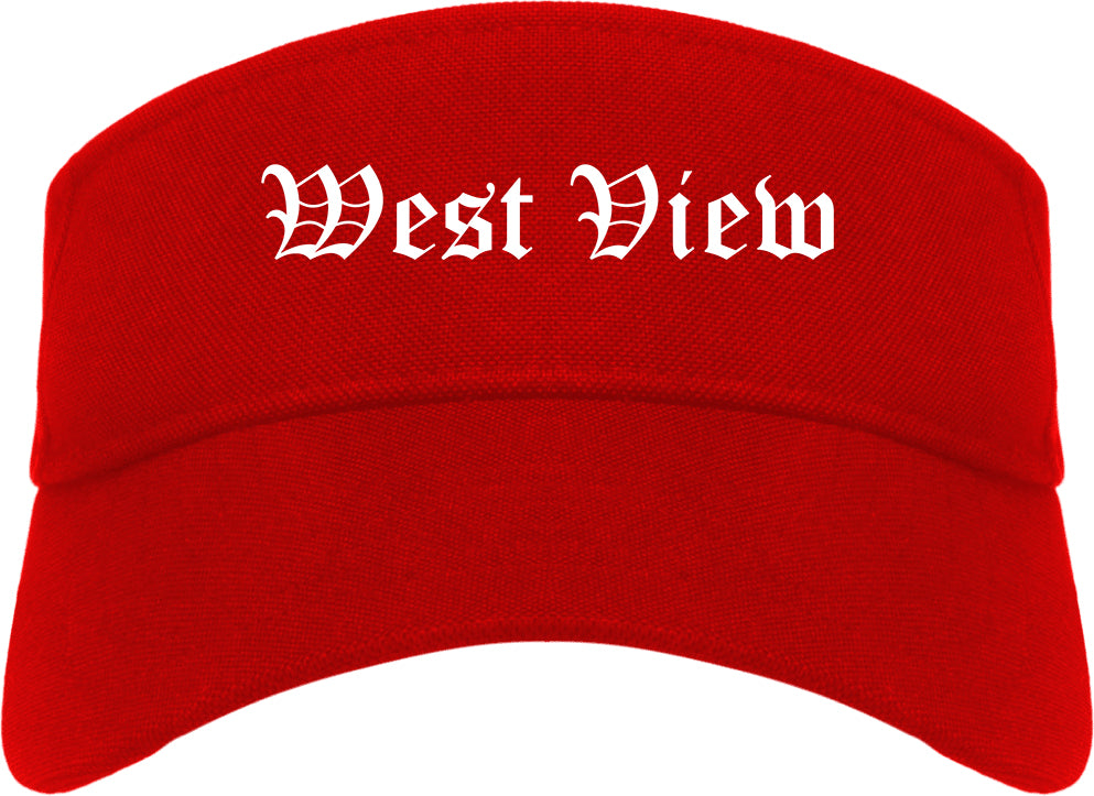 West View Pennsylvania PA Old English Mens Visor Cap Hat Red