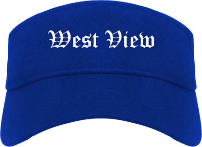 West View Pennsylvania PA Old English Mens Visor Cap Hat Royal Blue