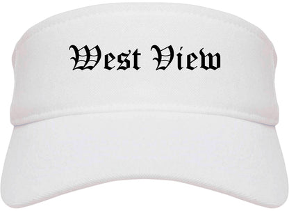 West View Pennsylvania PA Old English Mens Visor Cap Hat White