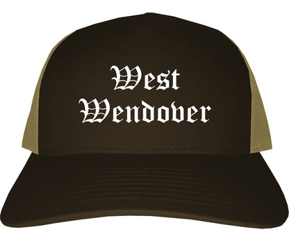 West Wendover Nevada NV Old English Mens Trucker Hat Cap Brown
