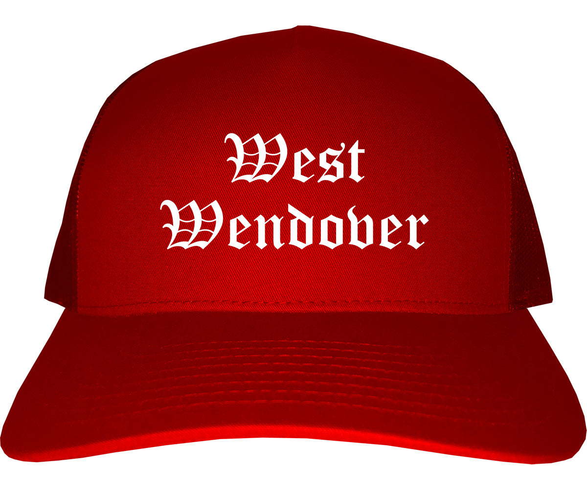 West Wendover Nevada NV Old English Mens Trucker Hat Cap Red