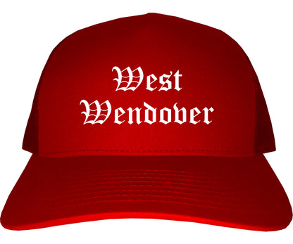 West Wendover Nevada NV Old English Mens Trucker Hat Cap Red