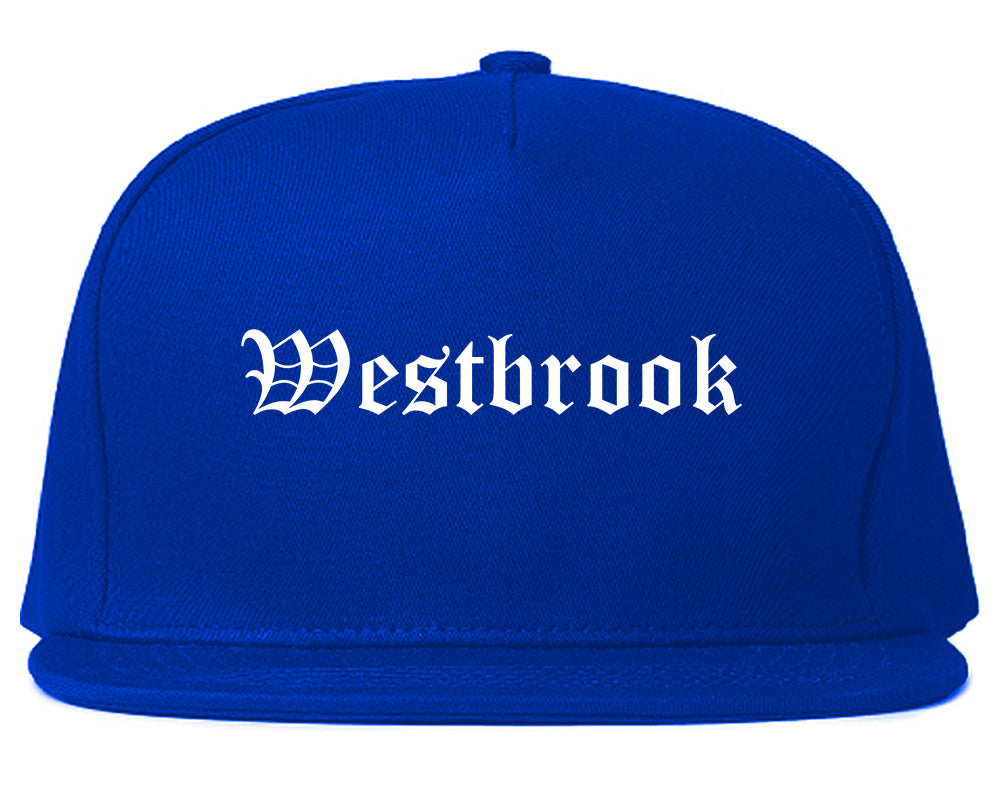 Westbrook Maine ME Old English Mens Snapback Hat Royal Blue