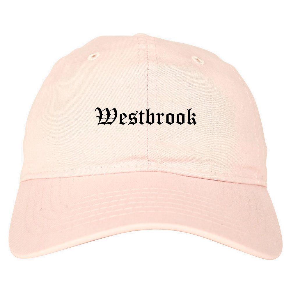 Westbrook Maine ME Old English Mens Dad Hat Baseball Cap Pink
