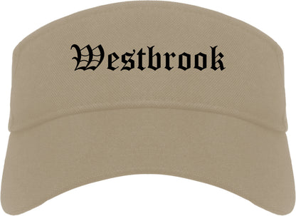 Westbrook Maine ME Old English Mens Visor Cap Hat Khaki