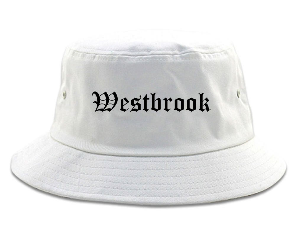Westbrook Maine ME Old English Mens Bucket Hat White