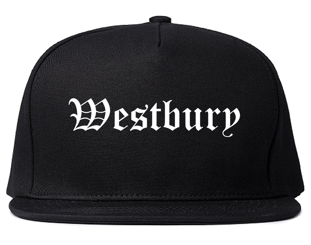 Westbury New York NY Old English Mens Snapback Hat Black