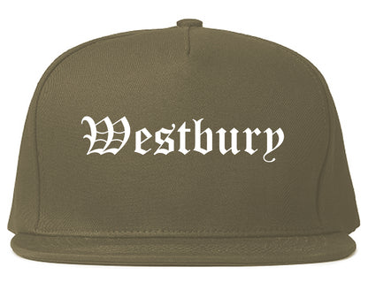 Westbury New York NY Old English Mens Snapback Hat Grey
