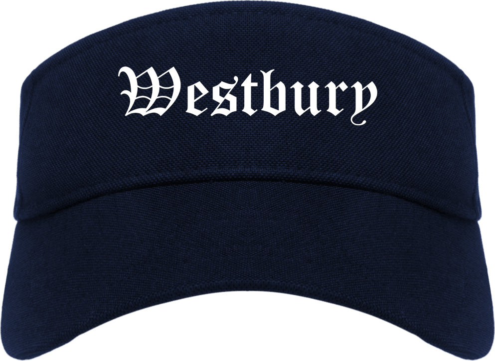 Westbury New York NY Old English Mens Visor Cap Hat Navy Blue