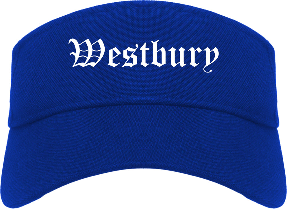 Westbury New York NY Old English Mens Visor Cap Hat Royal Blue
