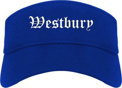 Westbury New York NY Old English Mens Visor Cap Hat Royal Blue