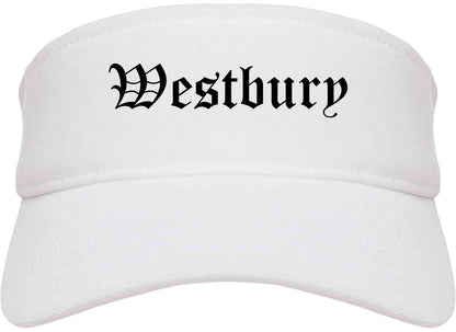 Westbury New York NY Old English Mens Visor Cap Hat White
