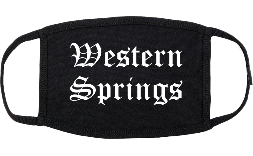 Western Springs Illinois IL Old English Cotton Face Mask Black