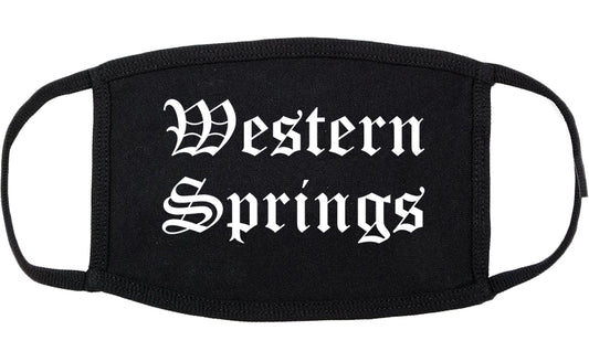 Western Springs Illinois IL Old English Cotton Face Mask Black