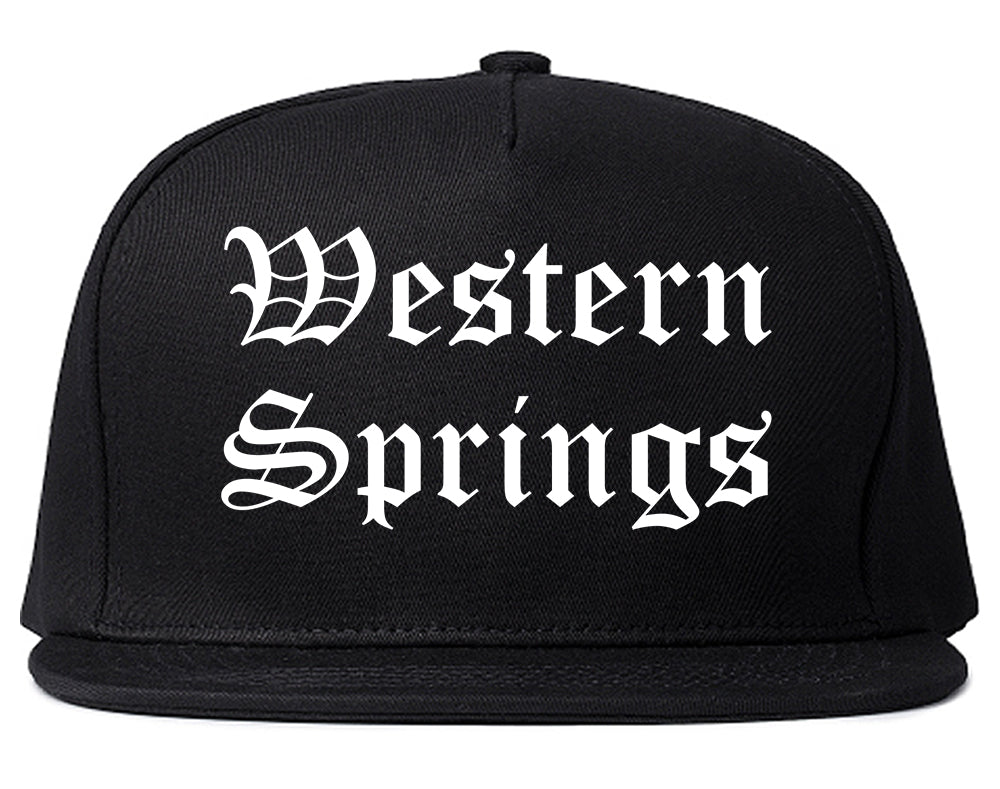 Western Springs Illinois IL Old English Mens Snapback Hat Black