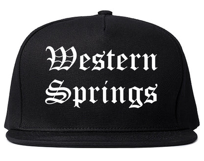 Western Springs Illinois IL Old English Mens Snapback Hat Black