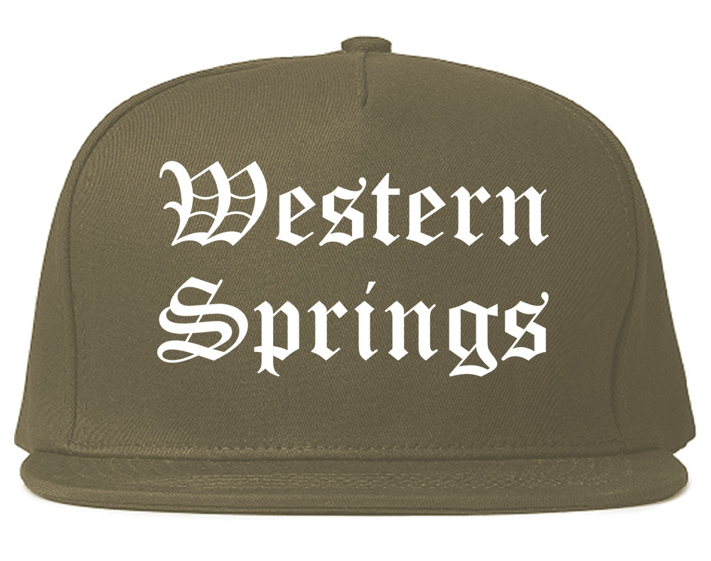 Western Springs Illinois IL Old English Mens Snapback Hat Grey