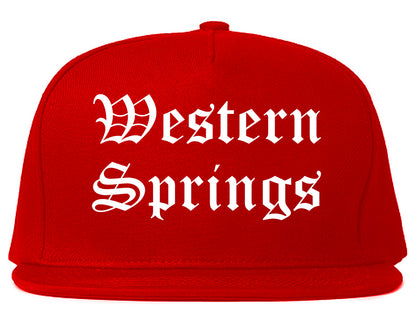 Western Springs Illinois IL Old English Mens Snapback Hat Red