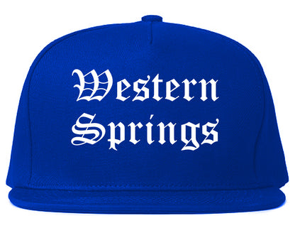 Western Springs Illinois IL Old English Mens Snapback Hat Royal Blue