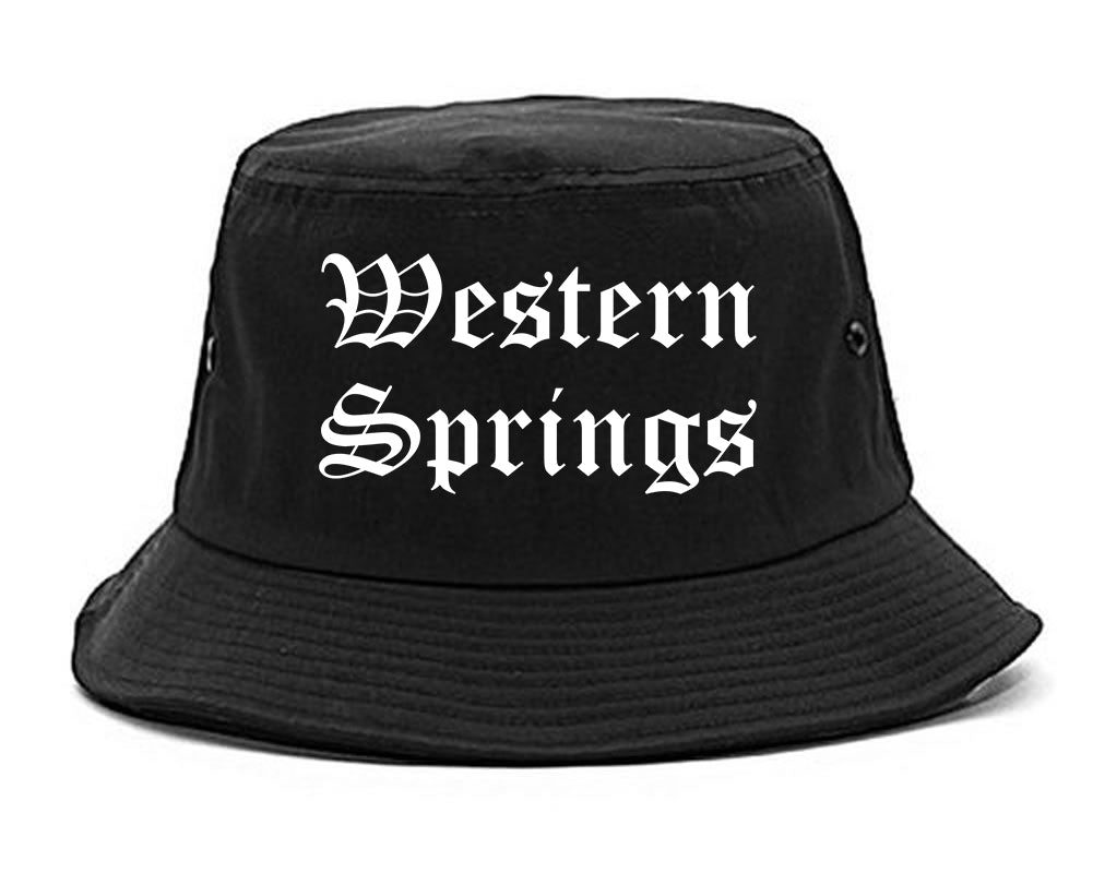 Western Springs Illinois IL Old English Mens Bucket Hat Black