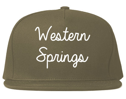 Western Springs Illinois IL Script Mens Snapback Hat Grey