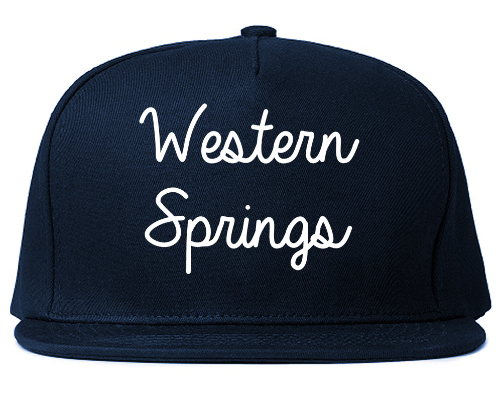 Western Springs Illinois IL Script Mens Snapback Hat Navy Blue
