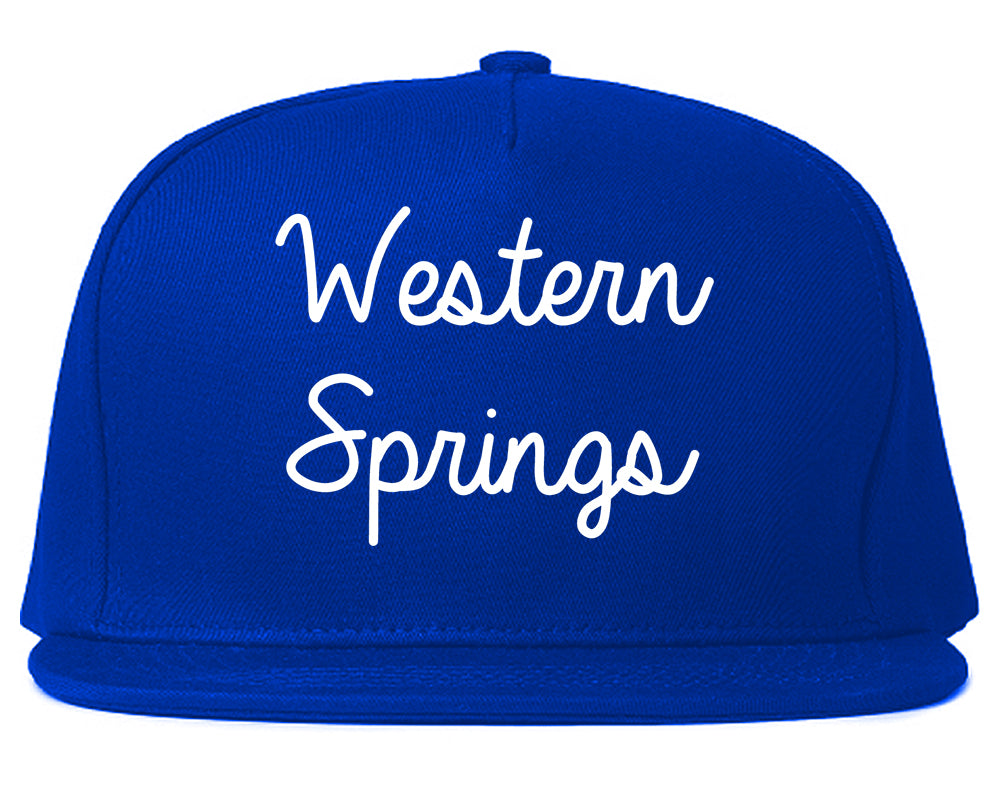 Western Springs Illinois IL Script Mens Snapback Hat Royal Blue