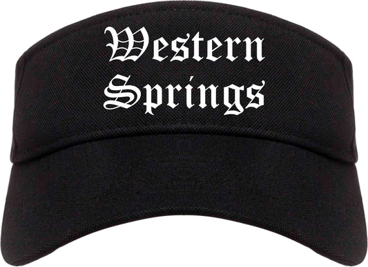 Western Springs Illinois IL Old English Mens Visor Cap Hat Black