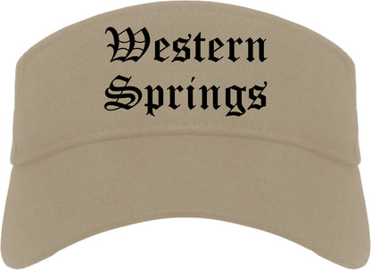 Western Springs Illinois IL Old English Mens Visor Cap Hat Khaki