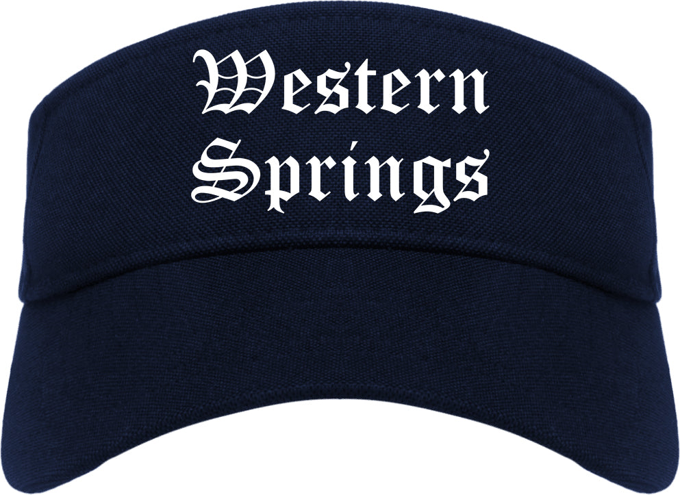 Western Springs Illinois IL Old English Mens Visor Cap Hat Navy Blue
