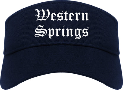 Western Springs Illinois IL Old English Mens Visor Cap Hat Navy Blue