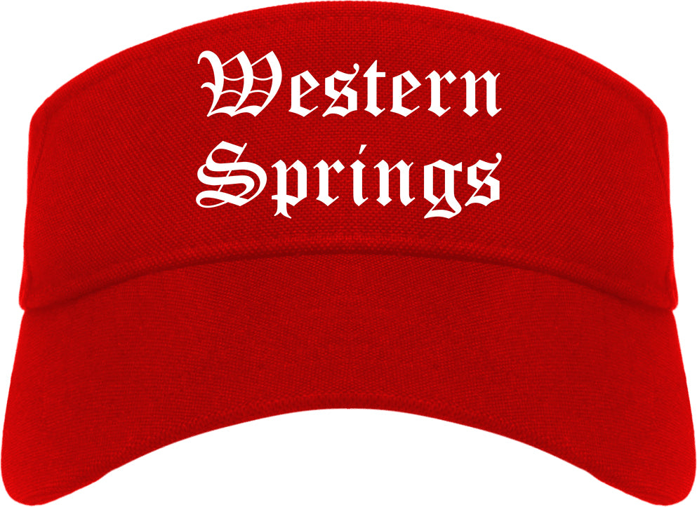 Western Springs Illinois IL Old English Mens Visor Cap Hat Red