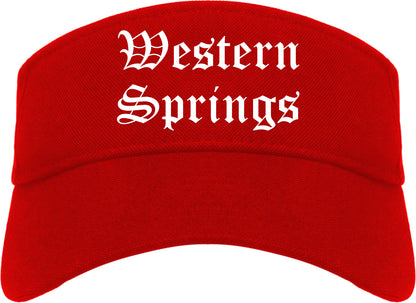 Western Springs Illinois IL Old English Mens Visor Cap Hat Red