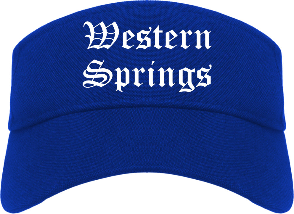 Western Springs Illinois IL Old English Mens Visor Cap Hat Royal Blue