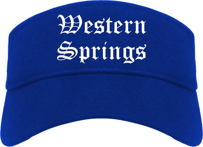 Western Springs Illinois IL Old English Mens Visor Cap Hat Royal Blue