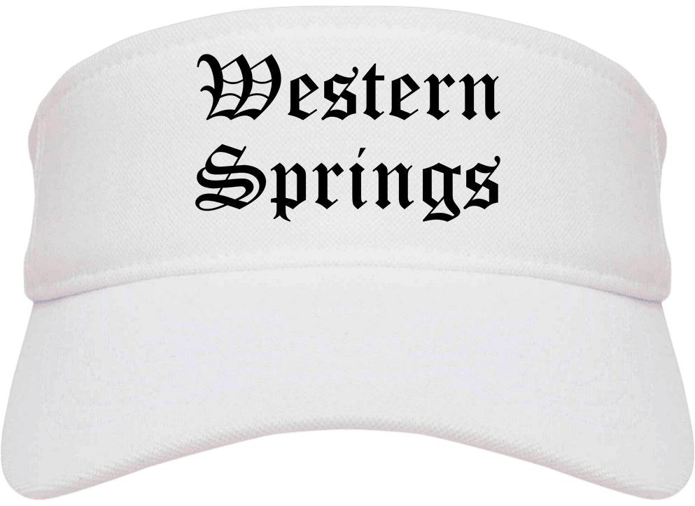 Western Springs Illinois IL Old English Mens Visor Cap Hat White