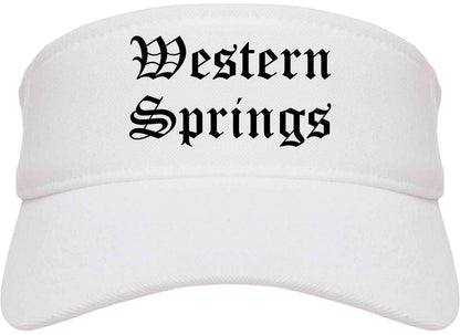 Western Springs Illinois IL Old English Mens Visor Cap Hat White