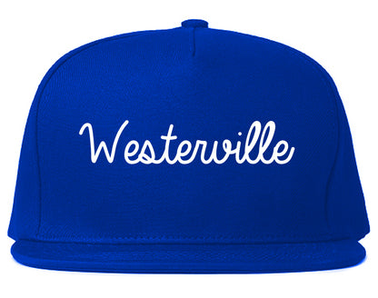 Westerville Ohio OH Script Mens Snapback Hat Royal Blue