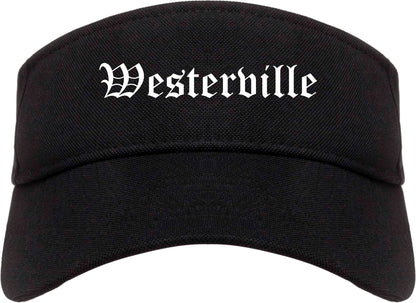 Westerville Ohio OH Old English Mens Visor Cap Hat Black