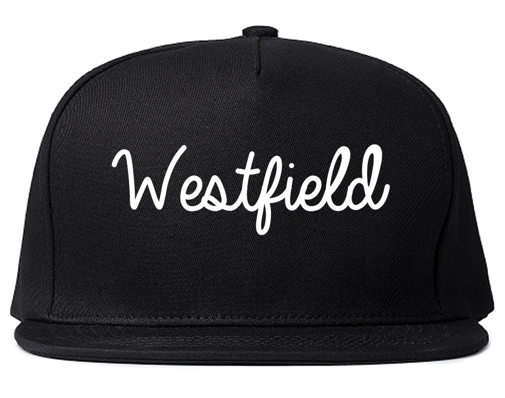 Westfield Massachusetts MA Script Mens Snapback Hat Black