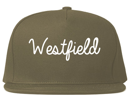 Westfield Massachusetts MA Script Mens Snapback Hat Grey