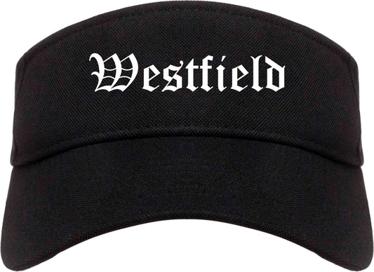 Westfield Massachusetts MA Old English Mens Visor Cap Hat Black