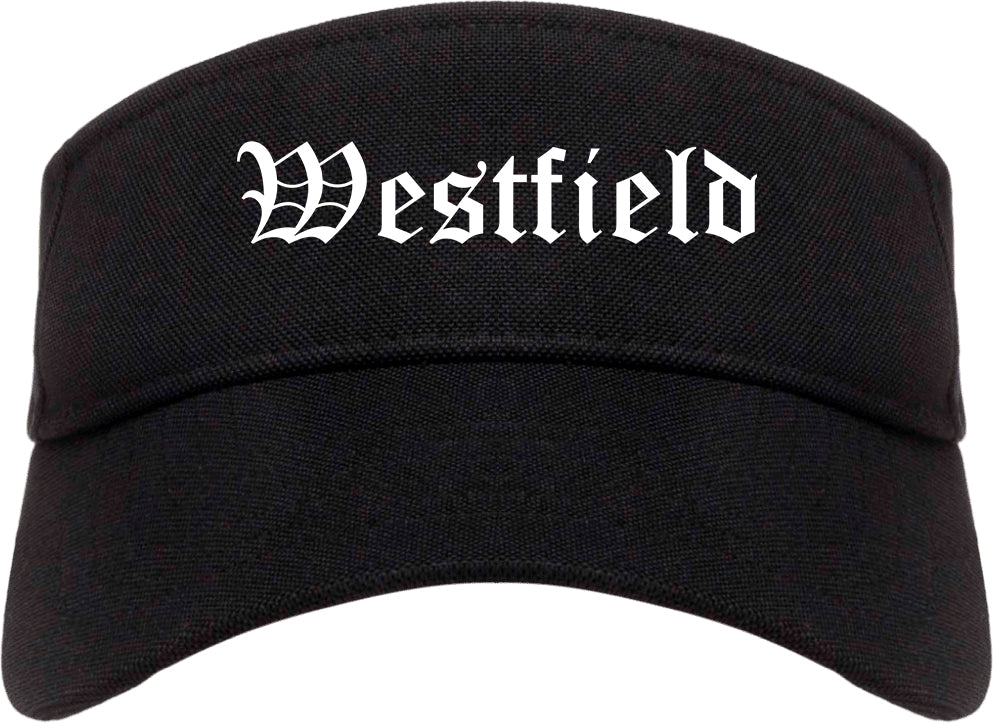 Westfield Massachusetts MA Old English Mens Visor Cap Hat Black