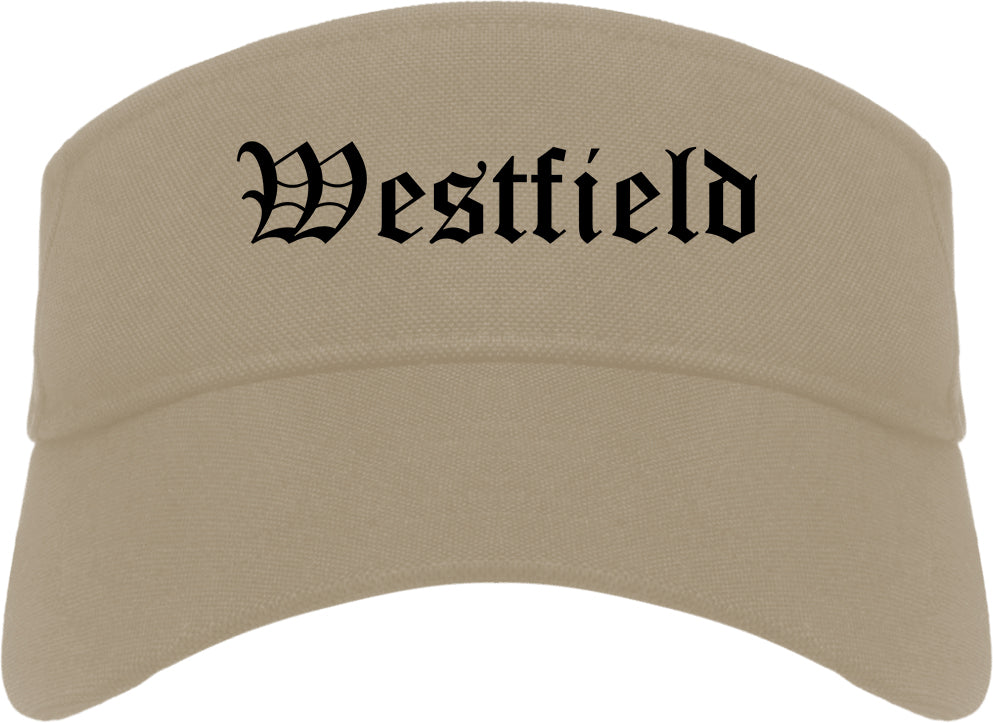 Westfield Massachusetts MA Old English Mens Visor Cap Hat Khaki