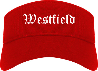 Westfield New Jersey NJ Old English Mens Visor Cap Hat Red