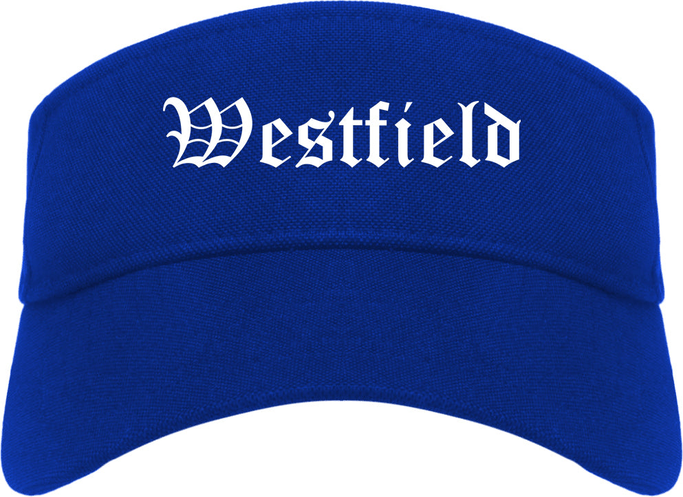 Westfield New Jersey NJ Old English Mens Visor Cap Hat Royal Blue